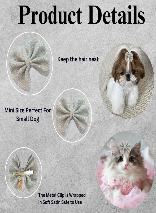Western Era Dog Glitter Bow Hair Clip | Stylish & Sparkly Pet Accessory for Small, Medium & Large Dogs | Secure Hold | Grooming, Photoshoots, Birthdays & Occasions | Fashionable & Easy to Use (Silver) - Image 3